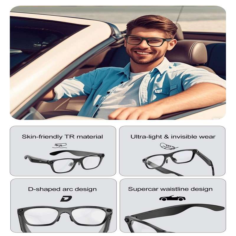 S336 Smart Glasses, Support AI Object Recognition / AI Conversations / Voice Call(Black)
