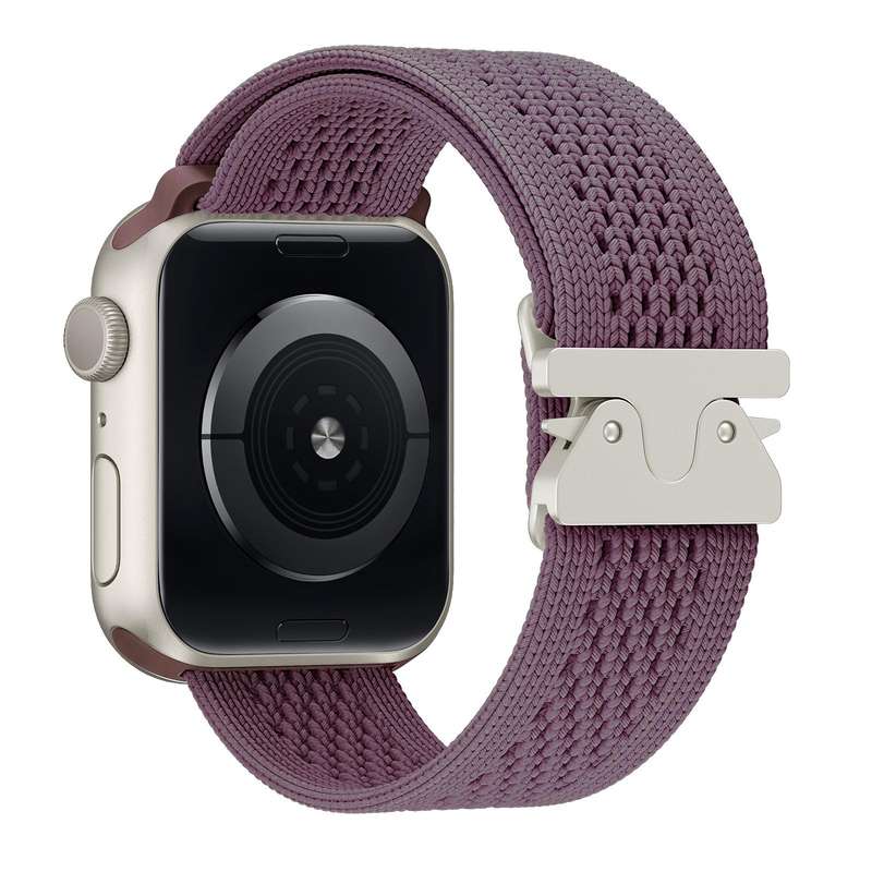 For Apple Watch 42mm / 41mm / 40mm / 38mm Parachute Buckle Knitted Nylon Watch Band(Smokey Purple)
