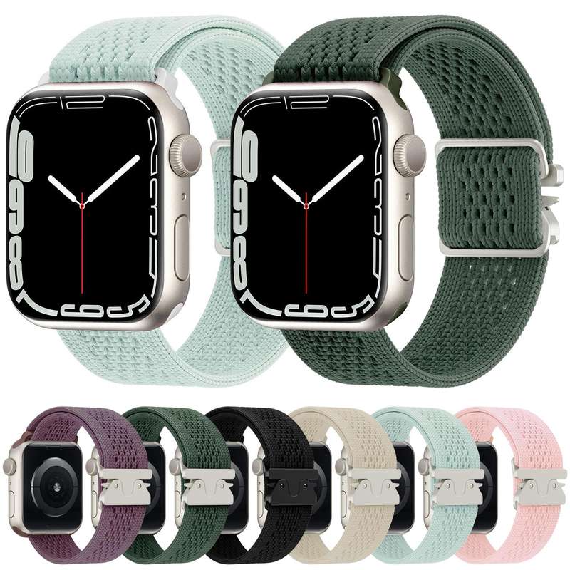 For Apple Watch 42mm / 41mm / 40mm / 38mm Parachute Buckle Knitted Nylon Watch Band(Smokey Purple)