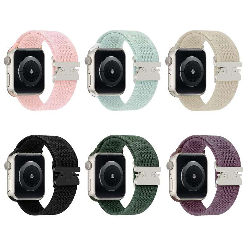 For Apple Watch 42mm / 41mm / 40mm / 38mm Parachute Buckle Knitted Nylon Watch Band(Smokey Purple)