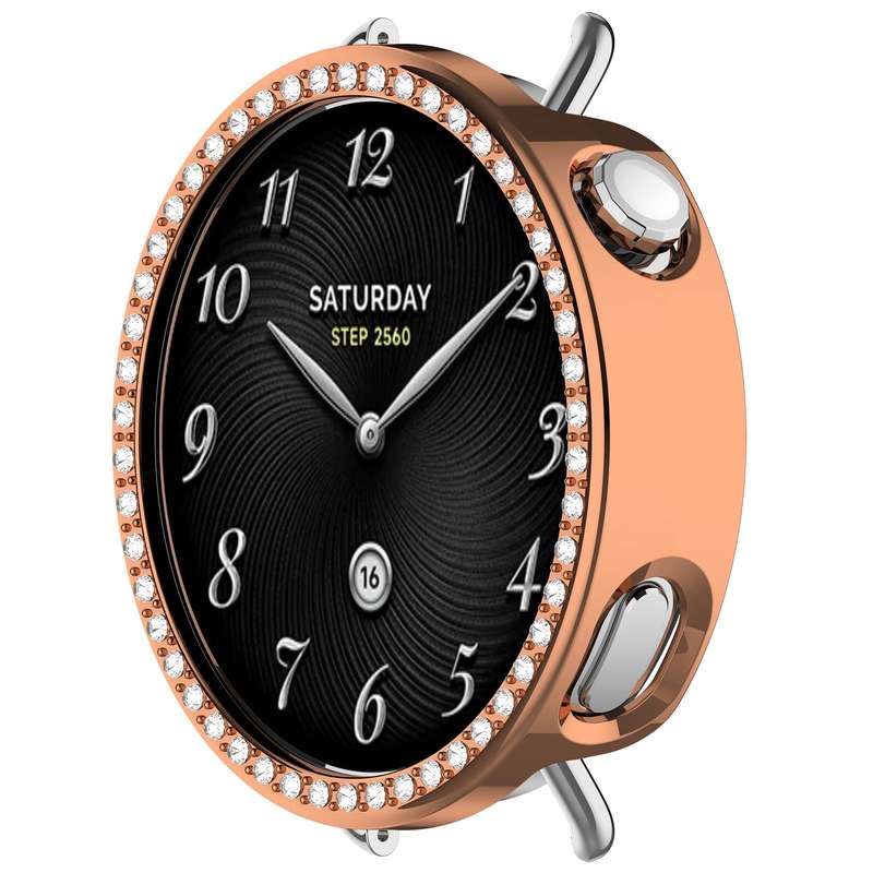 For Xiaomi Watch S4 41mm Single Row Diamond Half Coverage Hollow TPU Watch Cover(Transparent)