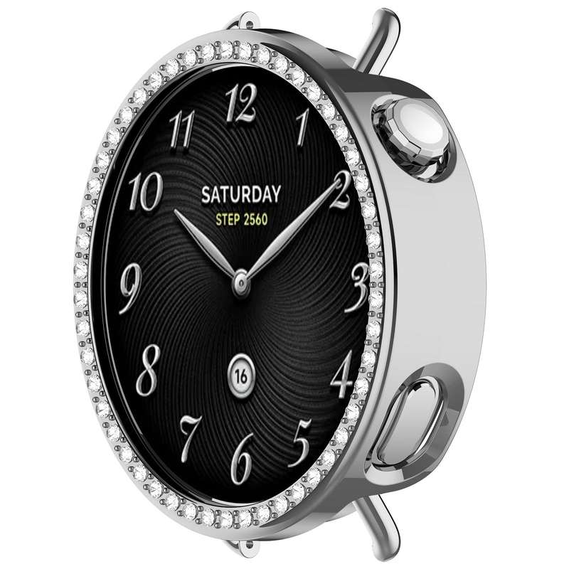 For Xiaomi Watch S4 41mm Single Row Diamond Half Coverage Hollow TPU Watch Cover(Transparent)