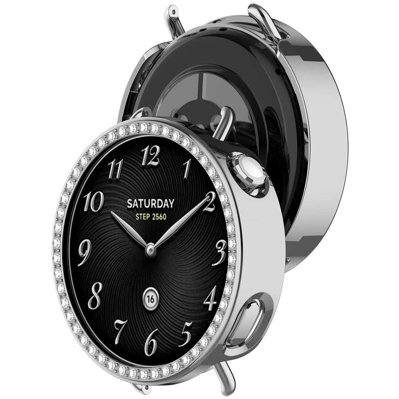 For Xiaomi Watch S4 41mm Single Row Diamond Half Coverage Hollow TPU Watch Cover(Transparent)