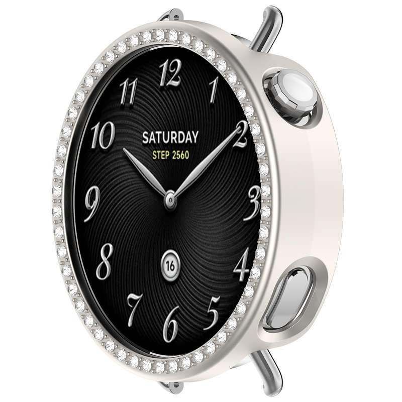 For Xiaomi Watch S4 41mm Single Row Diamond Half Coverage Hollow TPU Watch Cover(Transparent)