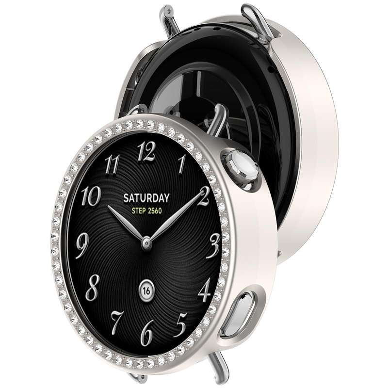 For Xiaomi Watch S4 41mm Single Row Diamond Half Coverage Hollow TPU Watch Cover(Transparent)