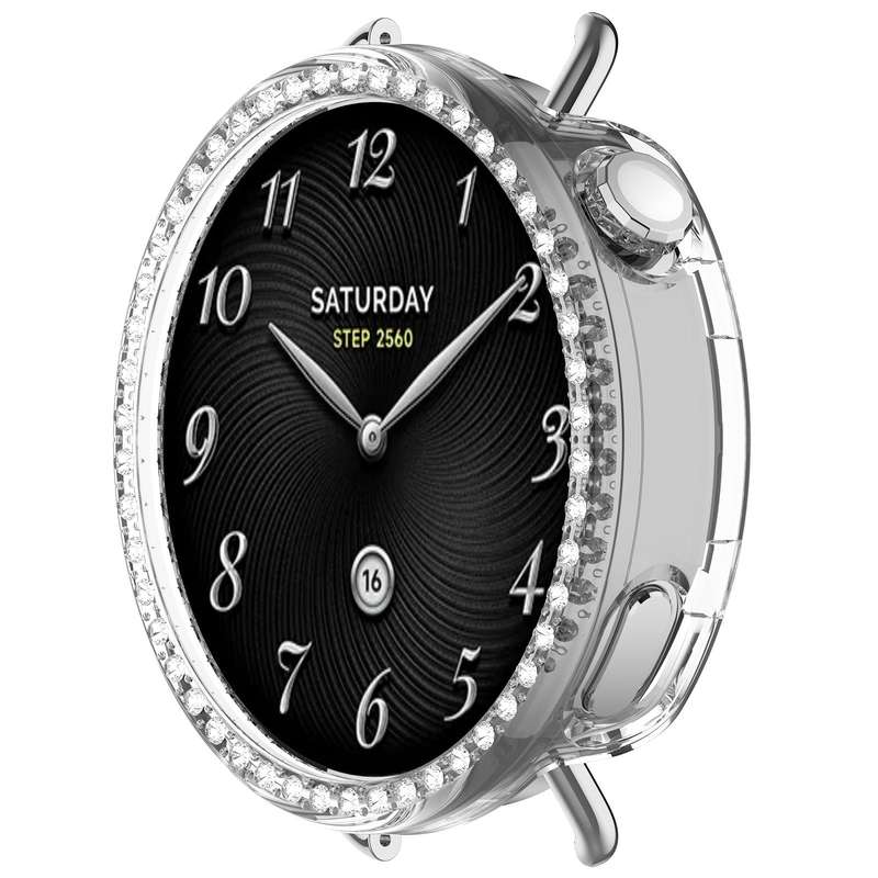 For Xiaomi Watch S4 41mm Single Row Diamond Half Coverage Hollow TPU Watch Cover(Transparent)