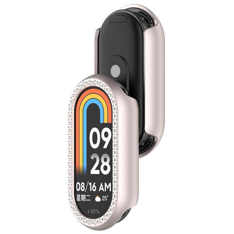 For Xiaomi Smart Band 10 / 10 NFC Single Row Diamond Half Coverage Hollow TPU Watch Cover(Transparen