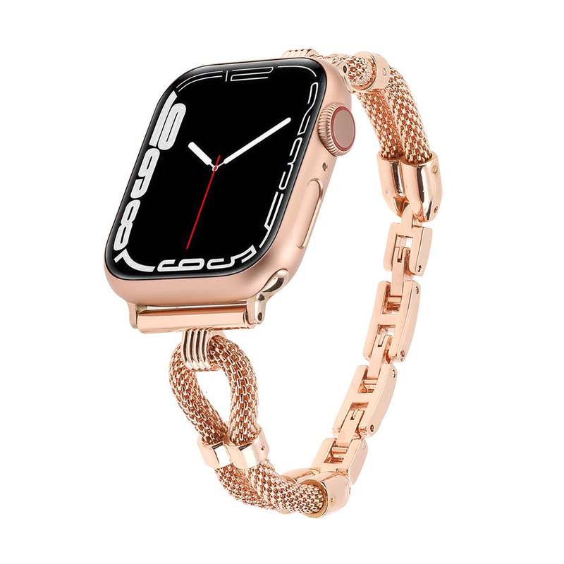 For Apple Watch 42mm / 41mm / 40mm / 38mm Copper Chain Metal Watch Band(Rose Gold)