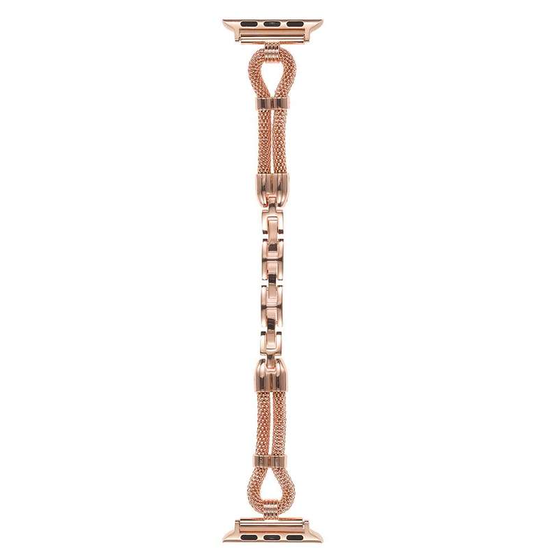 For Apple Watch 42mm / 41mm / 40mm / 38mm Copper Chain Metal Watch Band(Rose Gold)