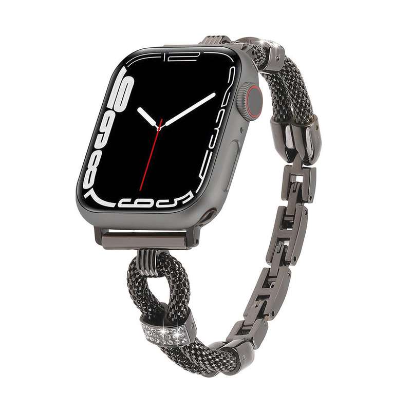 For Apple Watch 46mm / 49mm / 45mm / 44mm Copper Chain Diamonds Metal Watch Band(Rose Gold)
