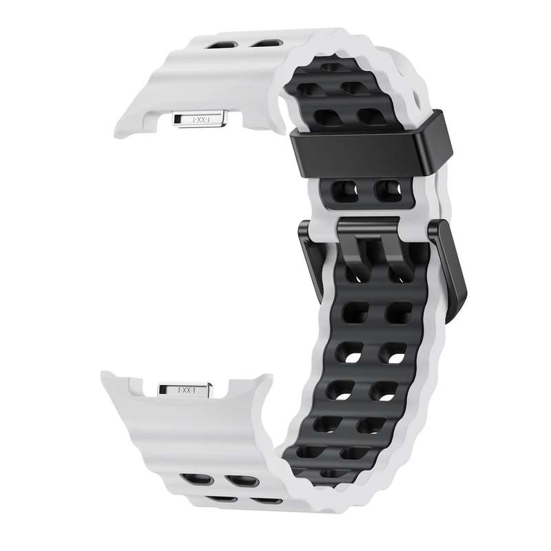 For Samsung Galaxy Watch 8 40 / 44mm Ocean Style Quick Release Buckle Two Color Silicone Watch Band(