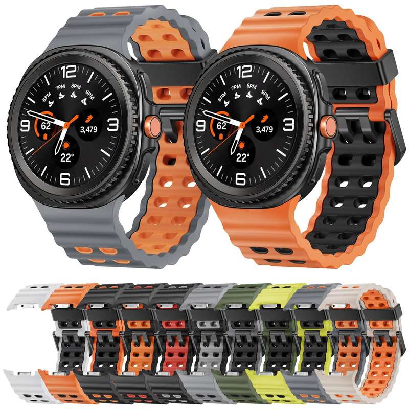 For Samsung Galaxy Watch 8 40 / 44mm Ocean Style Quick Release Buckle Two Color Silicone Watch Band(