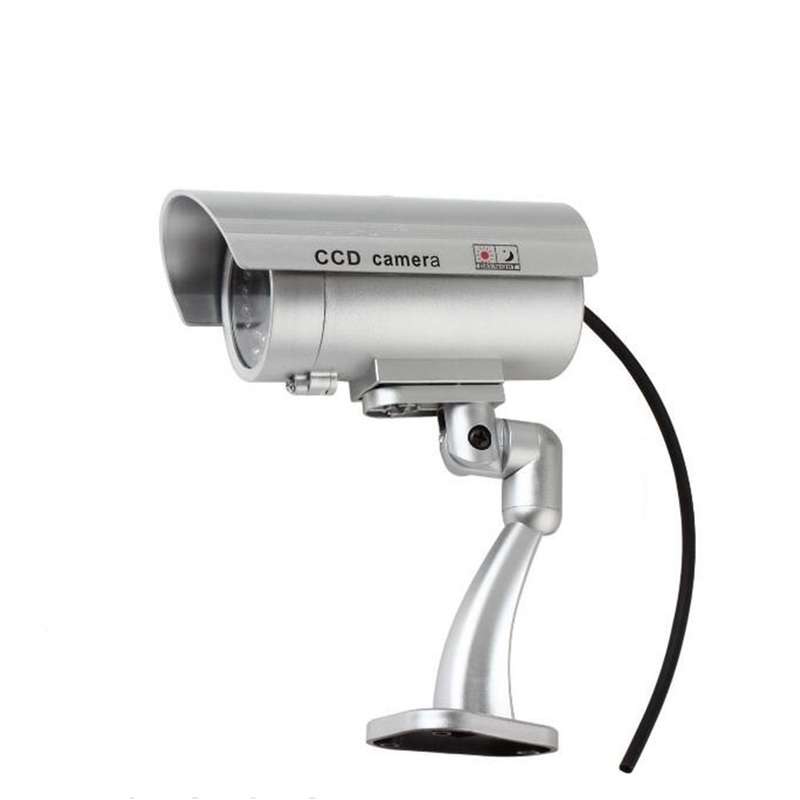 IP66 Waterproof Dummy CCTV Camera With Flashing LED For Realistic Looking for Security Alarm(Silver