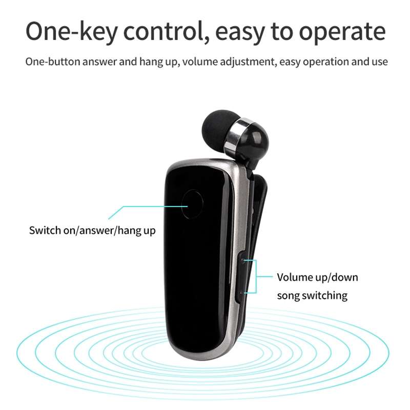 K39 Wireless Bluetooth Headset CSR DSP chip In-Ear Vibrating Alert Wear Clip Hands Free Earphone (Bl