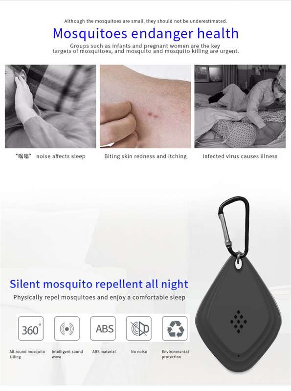 Outdoor Mosquito Repellent Portable Ultrasonic Insect Repellent Insecticide USB Charging Intelligent