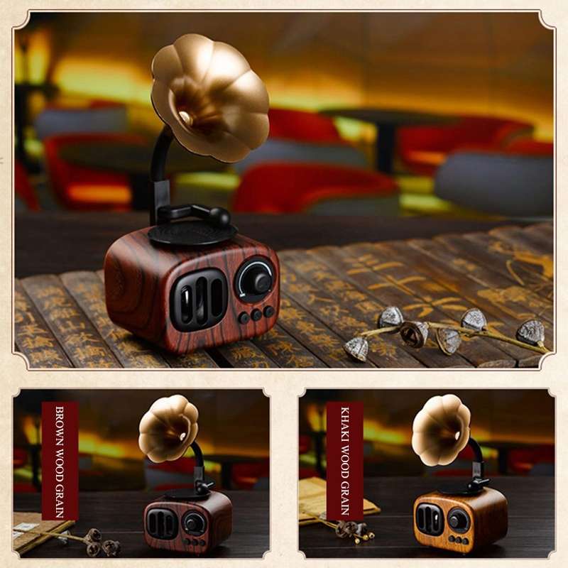 Retro Wood Portable Mini Bluetooth Speaker Wireless Loudspeaker Outdoor Speaker Sound System TF FM R