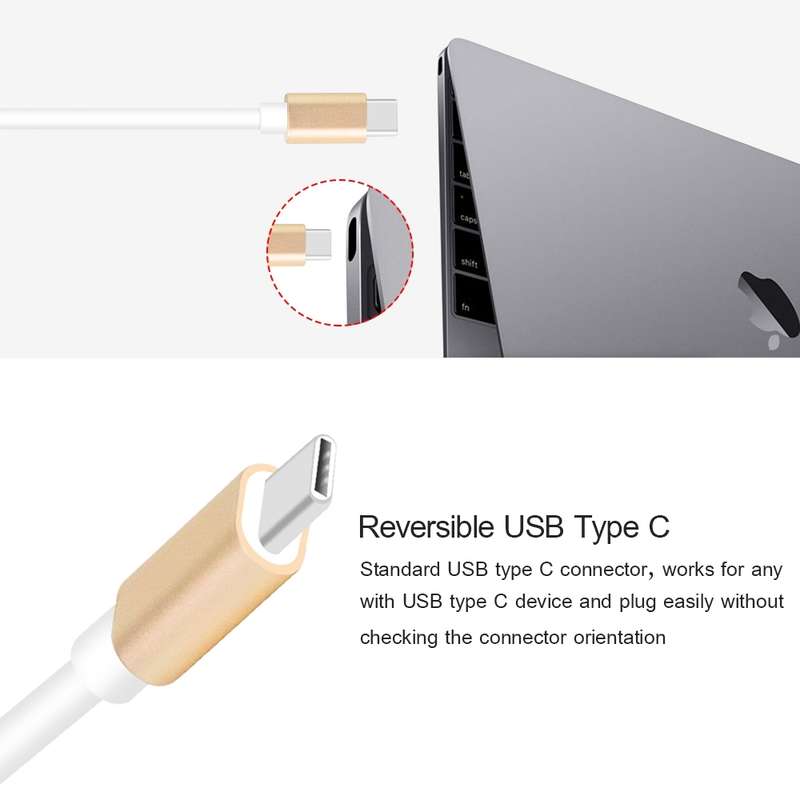 USB Type C to VGA 3-in-1 Hub Adapter supports USB Type C tablets and laptops for Macbook Pro / Googl