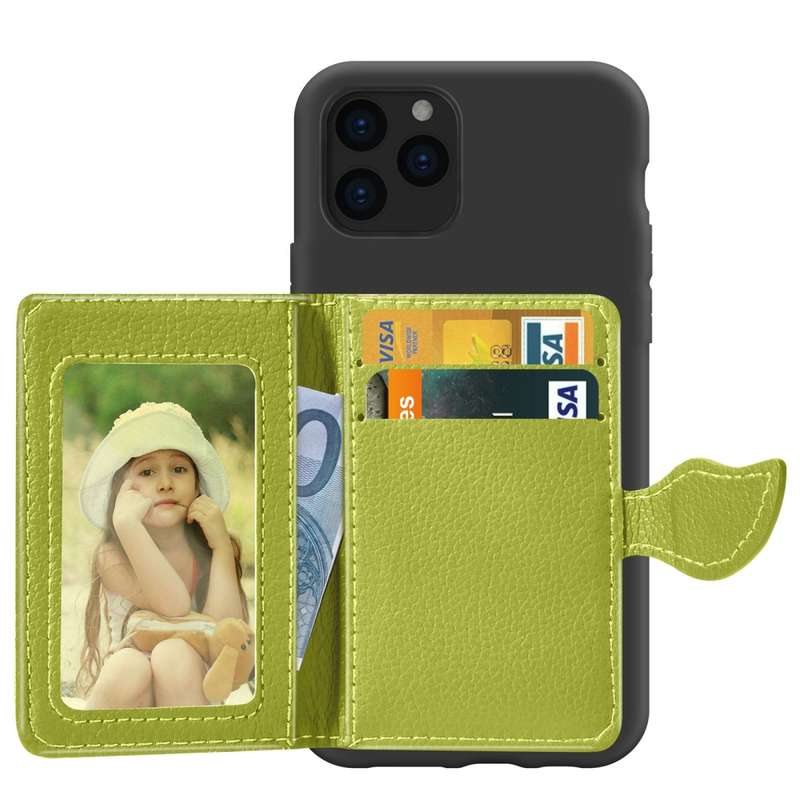 For iPhone 11 Pro Max Litchi Pattern Card Bag Wallet Bracket + TPU Phone Case with Card Slot Wallet