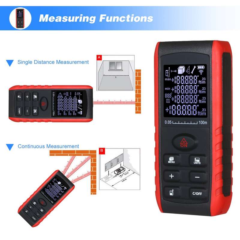 E100 Laser Rangefinder Laser Distance Meter Measuring Device Digital Handheld Tools Module Range 100