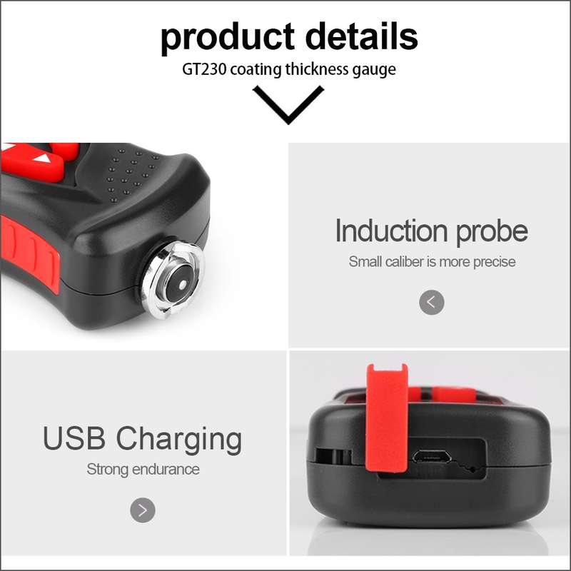 GT230 Thickness Gauges Paint Coating Thickness Gauge Car Film Digital Thickness Gauge Tester Recharg