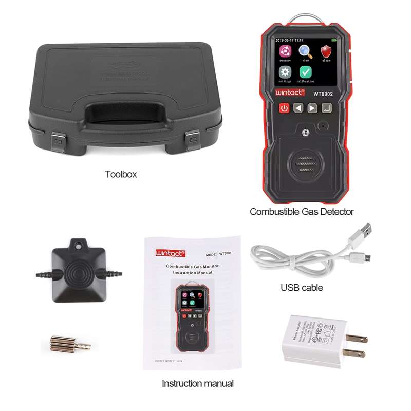 WINTACT WT8802 Hydrogen Sulfide Monitor Professional Rechargeable Gas Sensor High Sensitive Digital