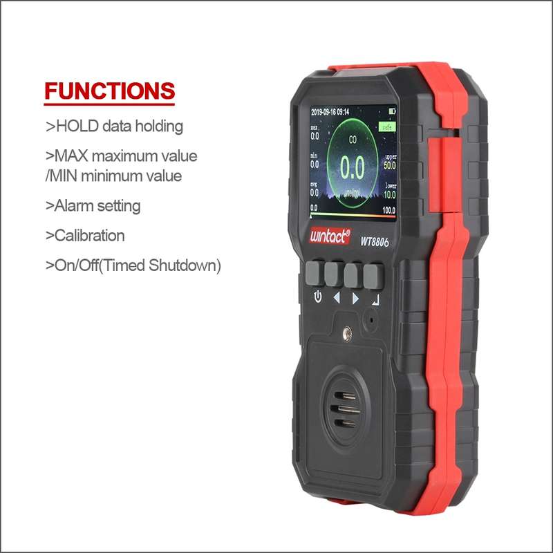 WINTACT WT8806 Carbon Monoxide Monitor Professional Rechargeable Gas Sensor High Sensitive Poisoning