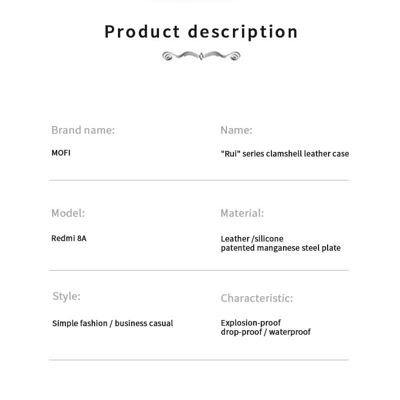 For Xiaomi RedMi 8A MOFI Rui Series Classical Leather Flip Leather Case With Bracket Embedded Steel