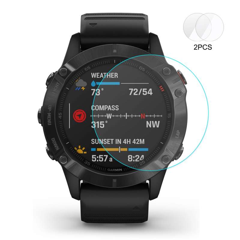 For Garmin Fenix 6X / 6X Pro Solar 2 PCS ENKAY Hat-Prince 0.2mm 9H 2.15D Curved Edge Tempered Glass