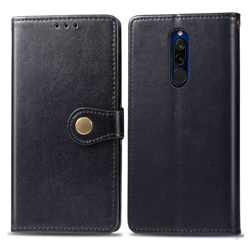 For Xiaomi Redmi 8 Retro Solid Color Leather Buckle Phone Case with Lanyard & Photo Frame & Card Slo