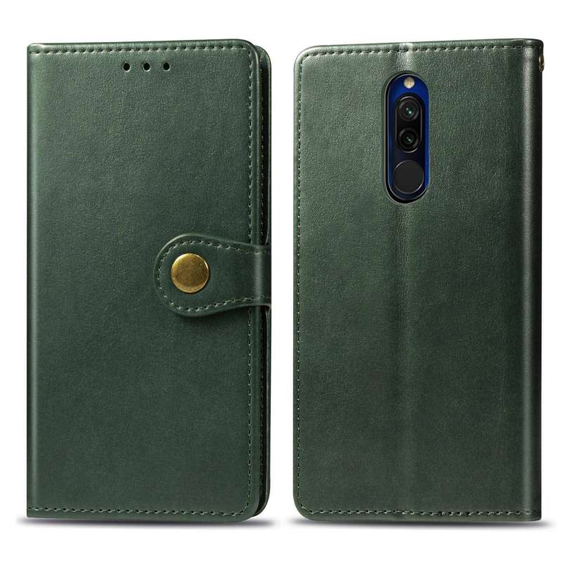For Xiaomi Redmi 8 Retro Solid Color Leather Buckle Phone Case with Lanyard & Photo Frame & Card Slo