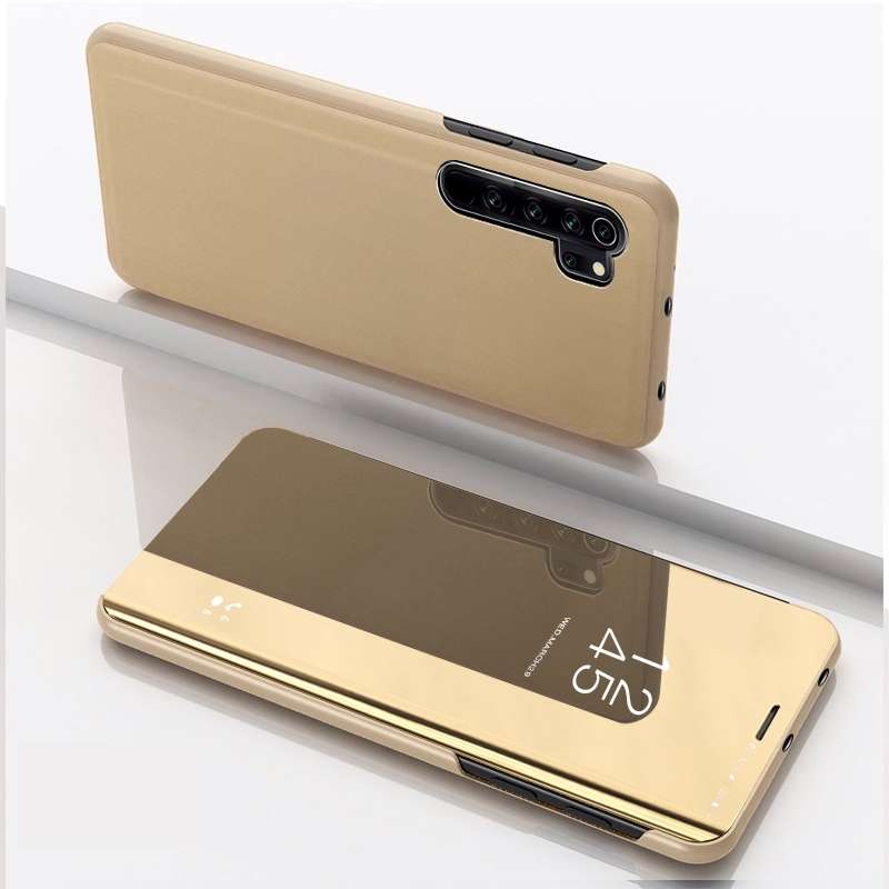 For Xiaomi Mi CC9 Pro Plated Mirror Horizontal Flip Leather Case with Holder(Black)