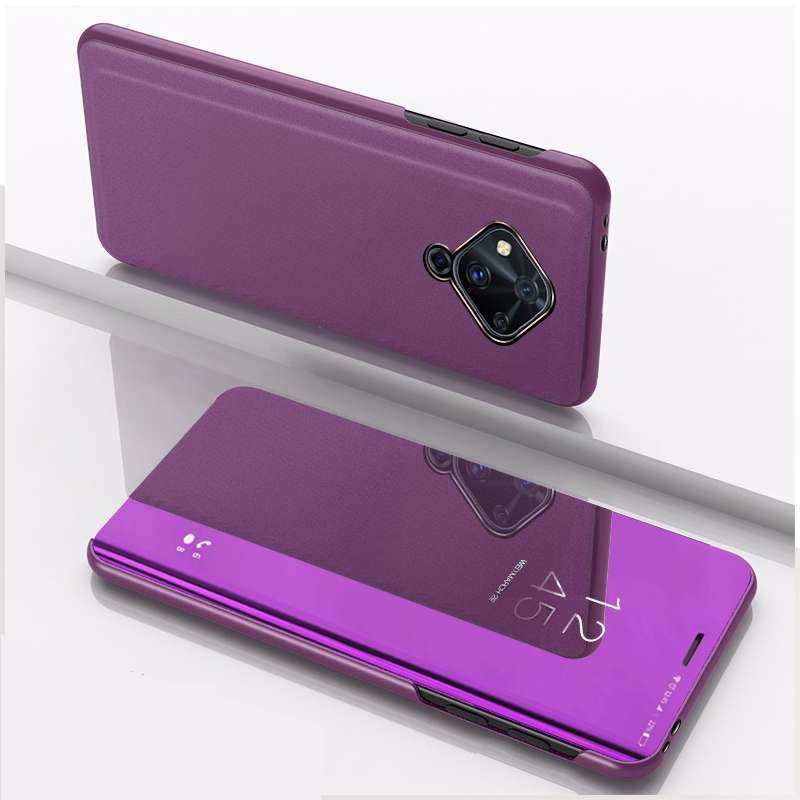 For VIVO V17 Plated Mirror Horizontal Flip Cover with Stand Mobile Phone Holster(Black)