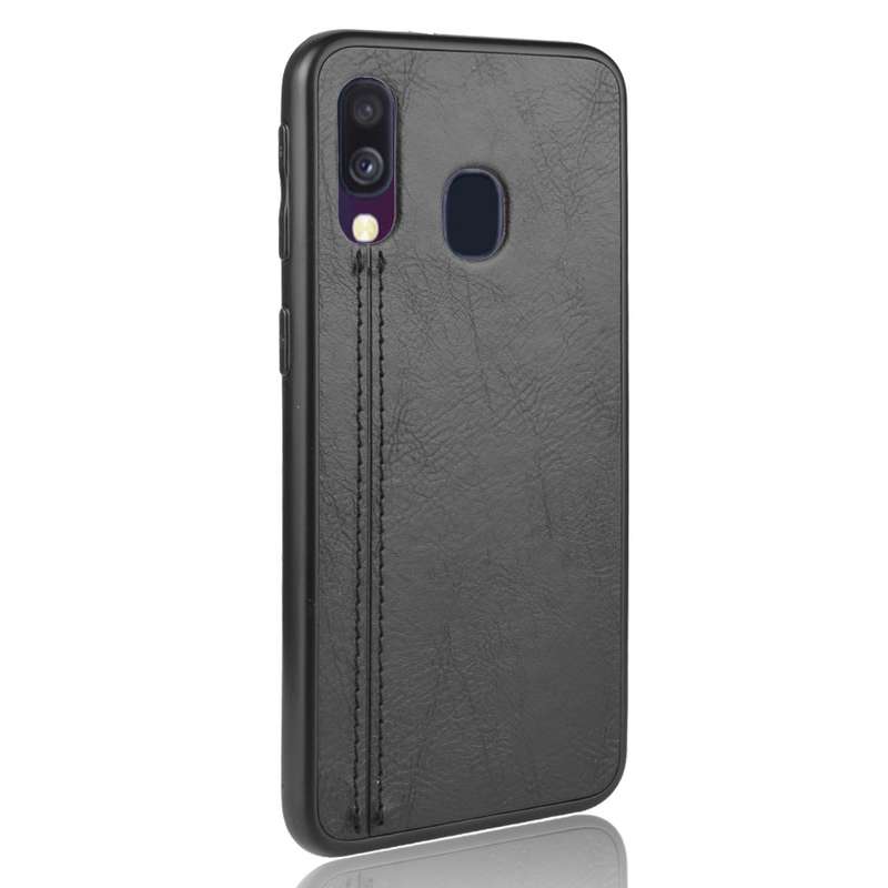 For Galaxy A30/A20 Shockproof Sewing Cow Pattern Skin PC + PU + TPU Case(Blue)
