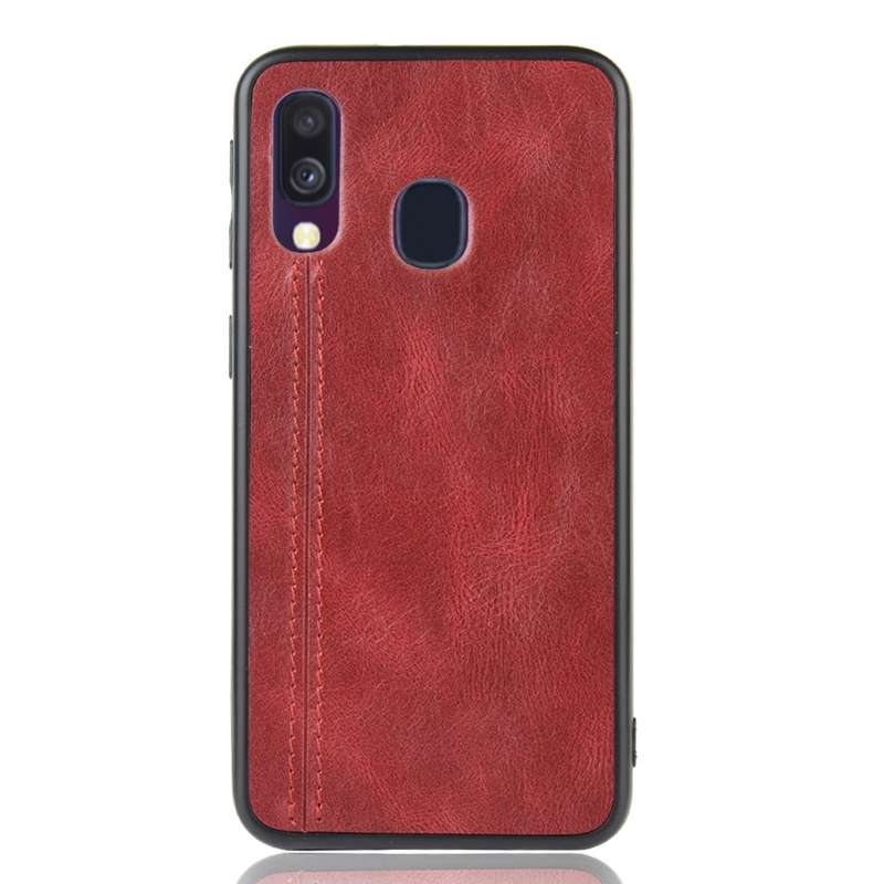 For Galaxy A30/A20 Shockproof Sewing Cow Pattern Skin PC + PU + TPU Case(Blue)