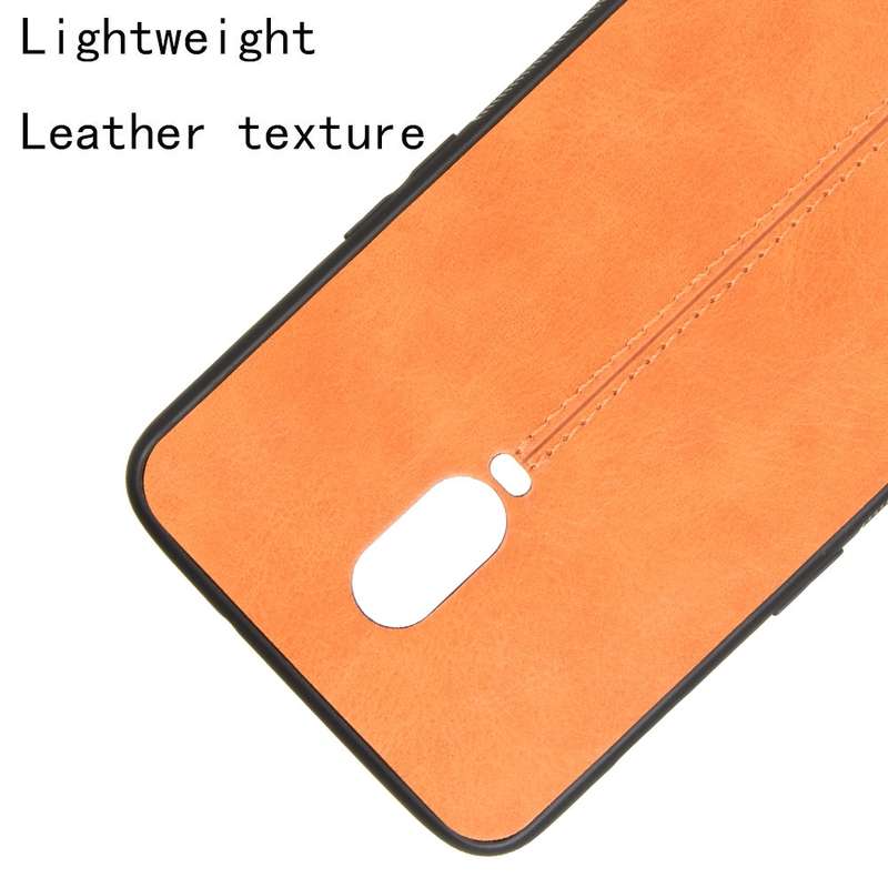For OnePlus 6T Shockproof Sewing Cow Pattern Skin PC + PU + TPU Case(Red)