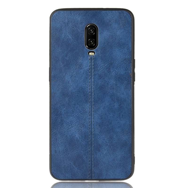 For OnePlus 6T Shockproof Sewing Cow Pattern Skin PC + PU + TPU Case(Red)