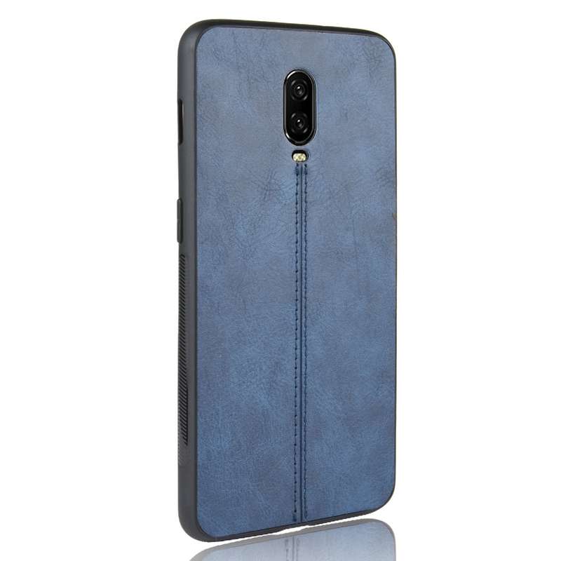 For OnePlus 6T Shockproof Sewing Cow Pattern Skin PC + PU + TPU Case(Red)