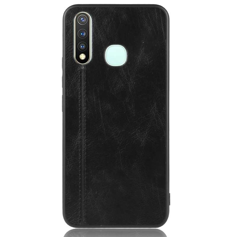 For Vivo Y19 Shockproof Sewing Cow Pattern Skin PC + PU + TPU Case(Blue)