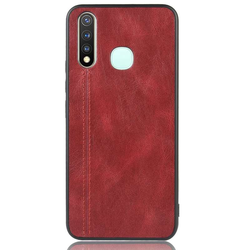 For Vivo Y19 Shockproof Sewing Cow Pattern Skin PC + PU + TPU Case(Blue)