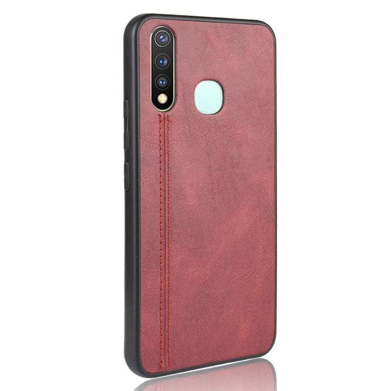 For Vivo Y19 Shockproof Sewing Cow Pattern Skin PC + PU + TPU Case(Blue)
