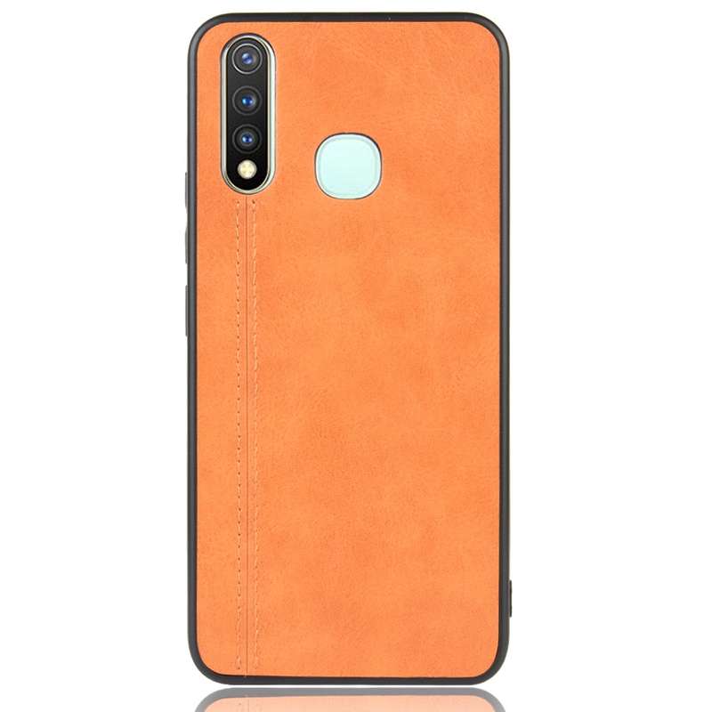 For Vivo Y19 Shockproof Sewing Cow Pattern Skin PC + PU + TPU Case(Blue)