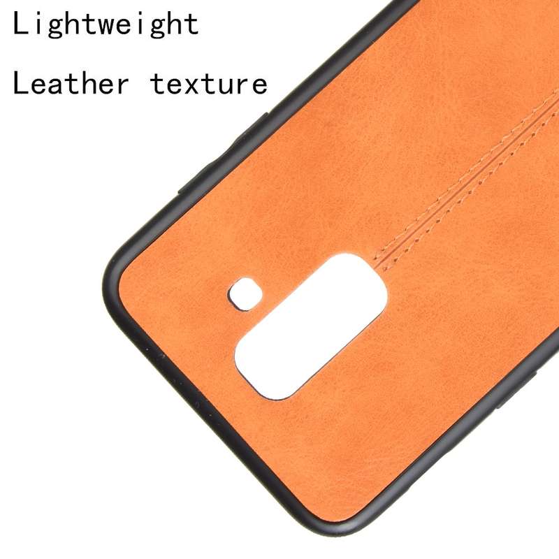 For Galaxy A6 Plus Shockproof Sewing Cow Pattern Skin PC + PU + TPU Case(Red)