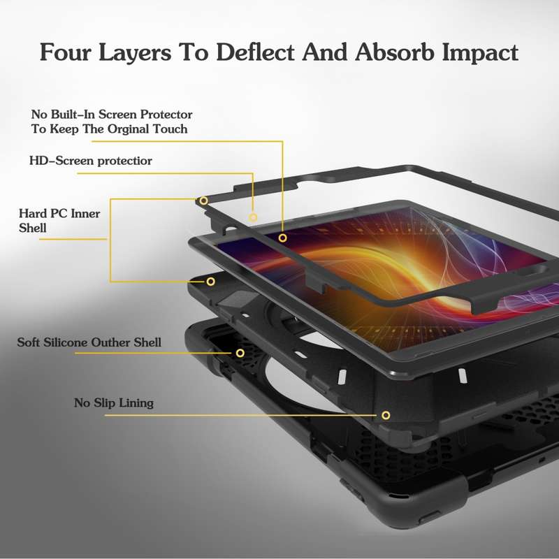 For Galaxy Tab S4 10.5 T830/T835 360 Degree Rotation PC + Silicone Protective Case with Holder & Han