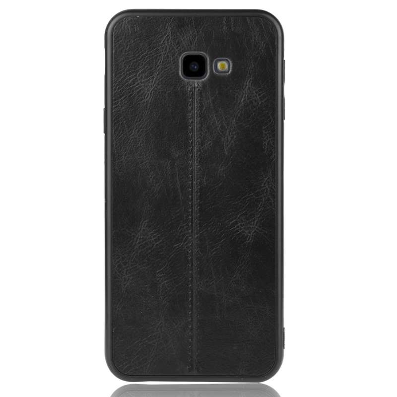 For Galaxy J4 Plus Shockproof Sewing Cow Pattern Skin PC + PU + TPU Case(Black)