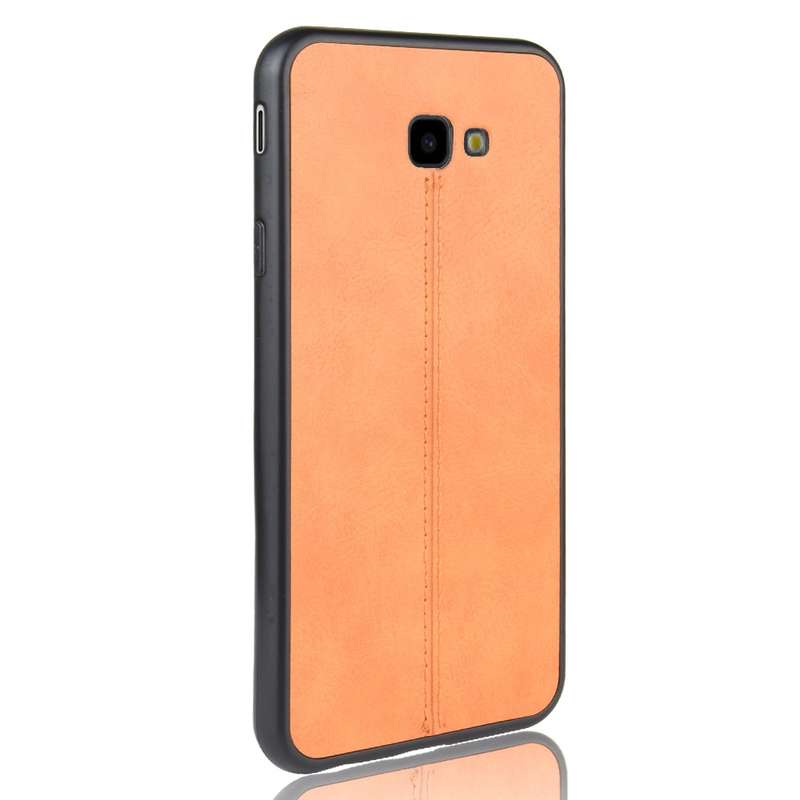 For Galaxy J4 Plus Shockproof Sewing Cow Pattern Skin PC + PU + TPU Case(Black)
