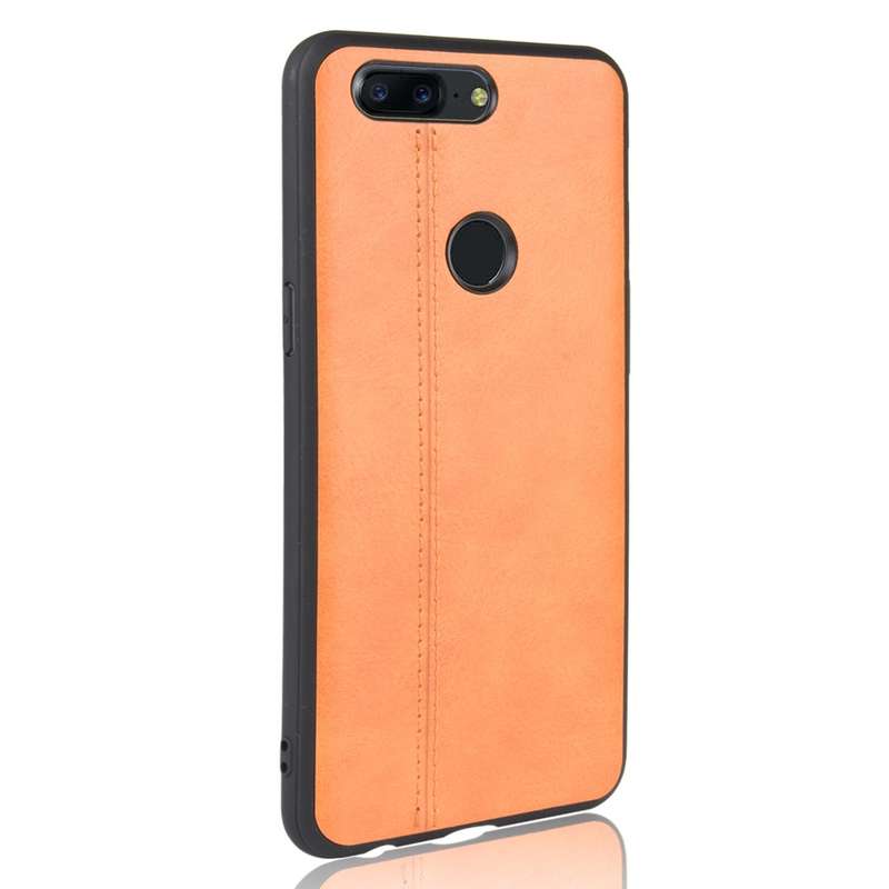 For OnePlus 5T Shockproof Sewing Cow Pattern Skin PC + PU + TPU Case(Black)