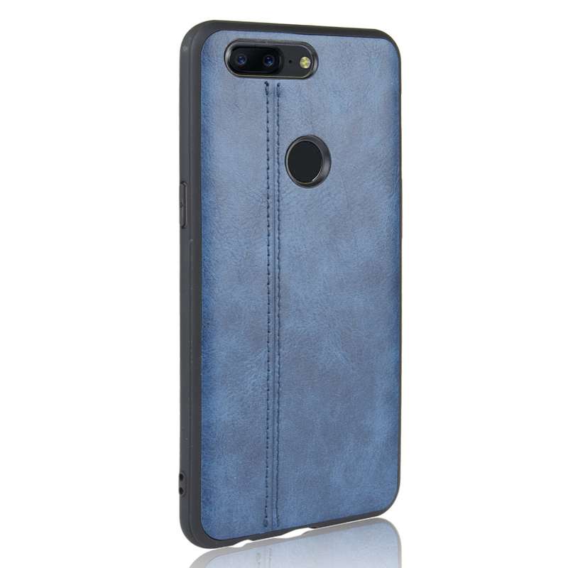 For OnePlus 5T Shockproof Sewing Cow Pattern Skin PC + PU + TPU Case(Black)