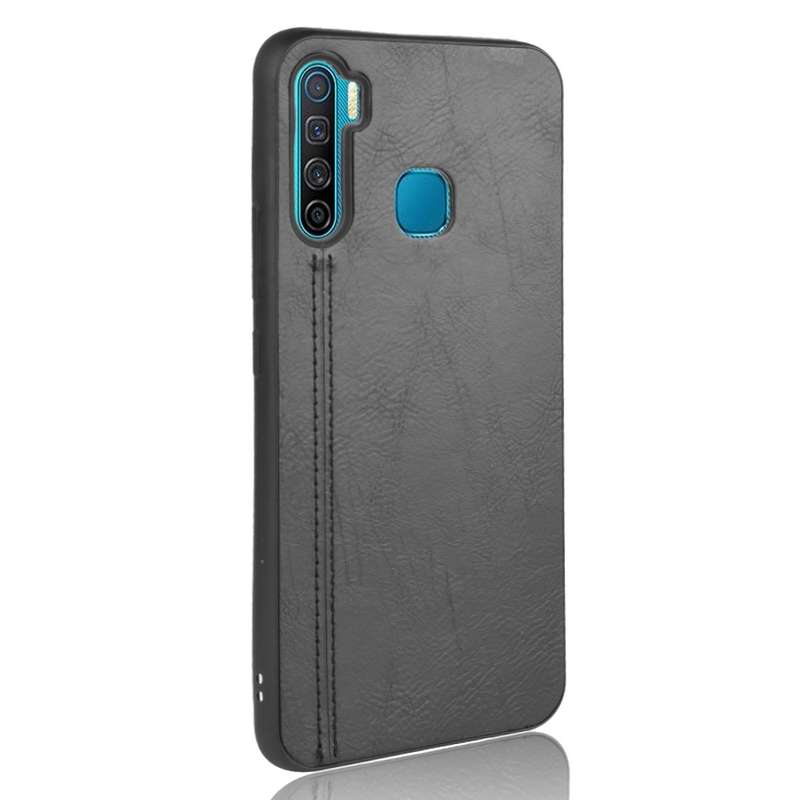 For Infinix S5 / S5 Lite/ X652 Shockproof Sewing Cow Pattern Skin PC + PU + TPU Case(Blue)