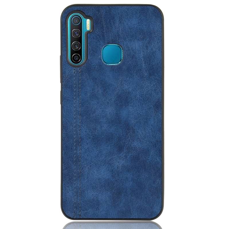 For Infinix S5 / S5 Lite/ X652 Shockproof Sewing Cow Pattern Skin PC + PU + TPU Case(Blue)