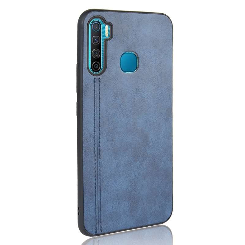 For Infinix S5 / S5 Lite/ X652 Shockproof Sewing Cow Pattern Skin PC + PU + TPU Case(Blue)